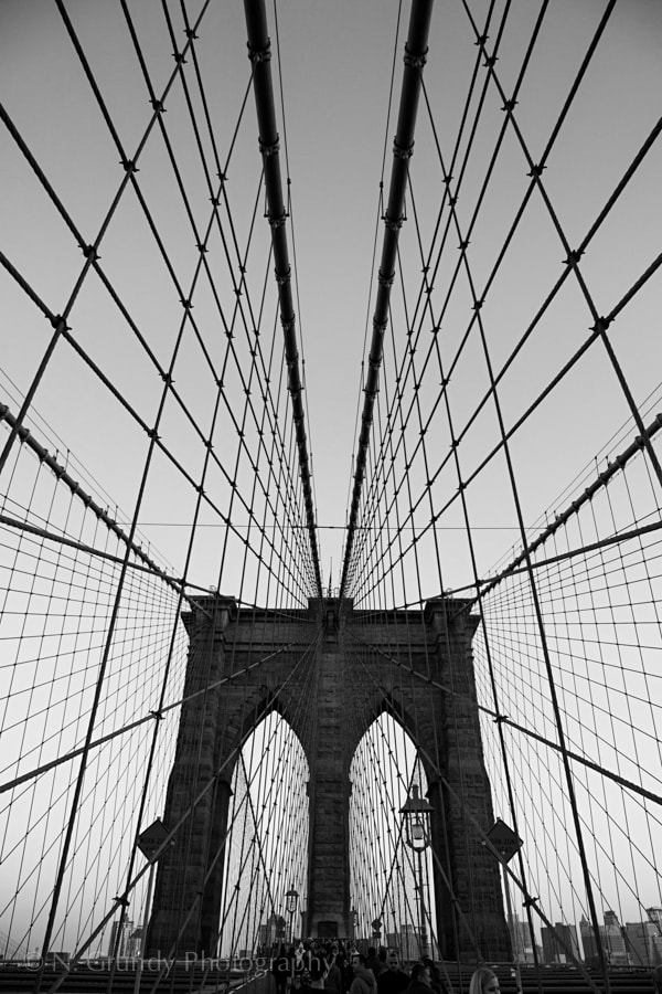 Brooklyn Bridge Symmetry, B&W