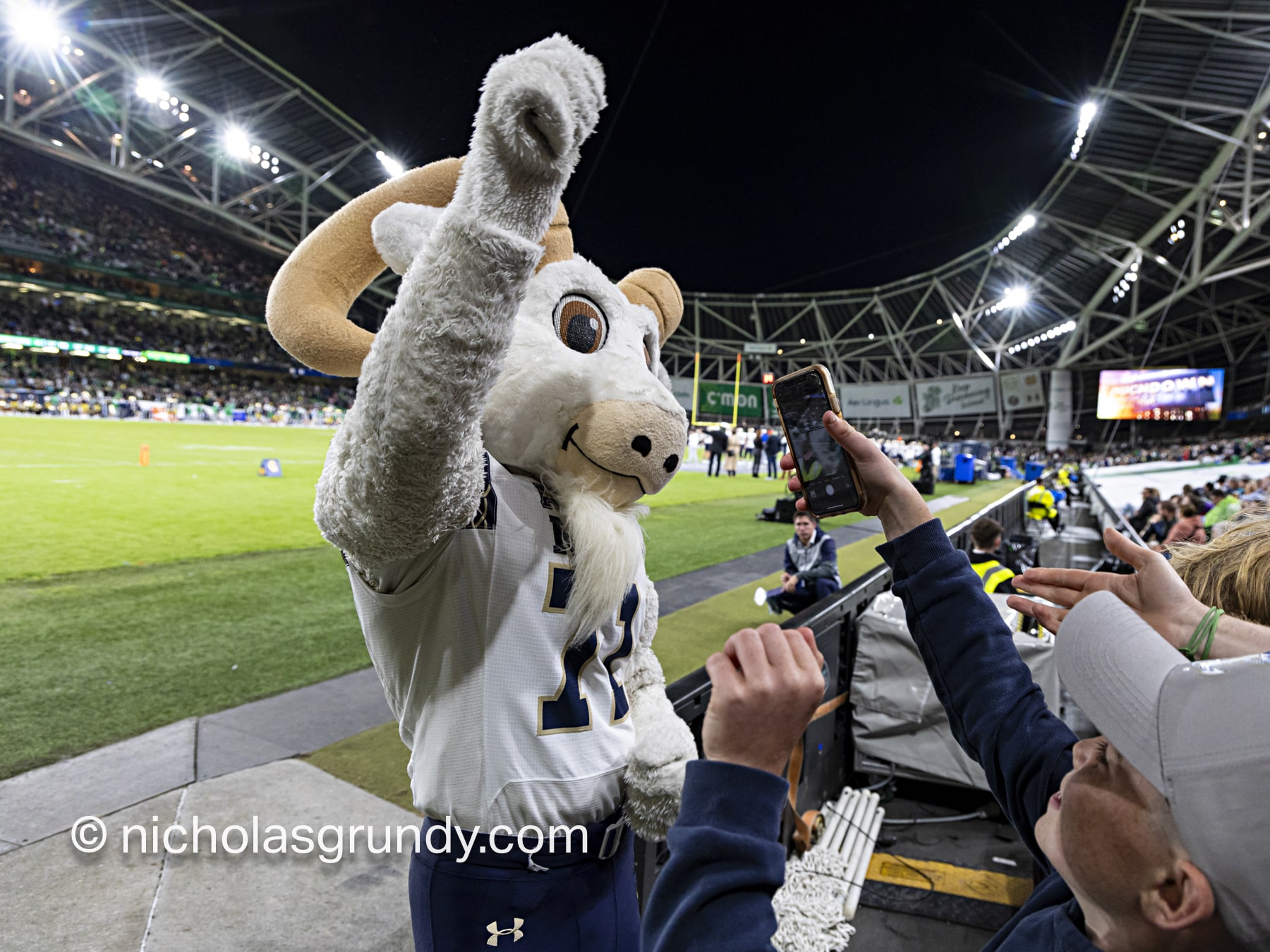 College Footbal Ireland Naval Football goat mascot