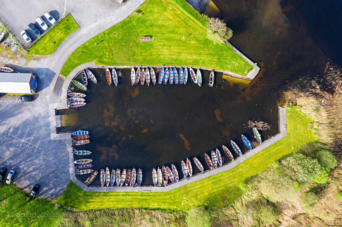 Woodquay boats by galway aerial photography