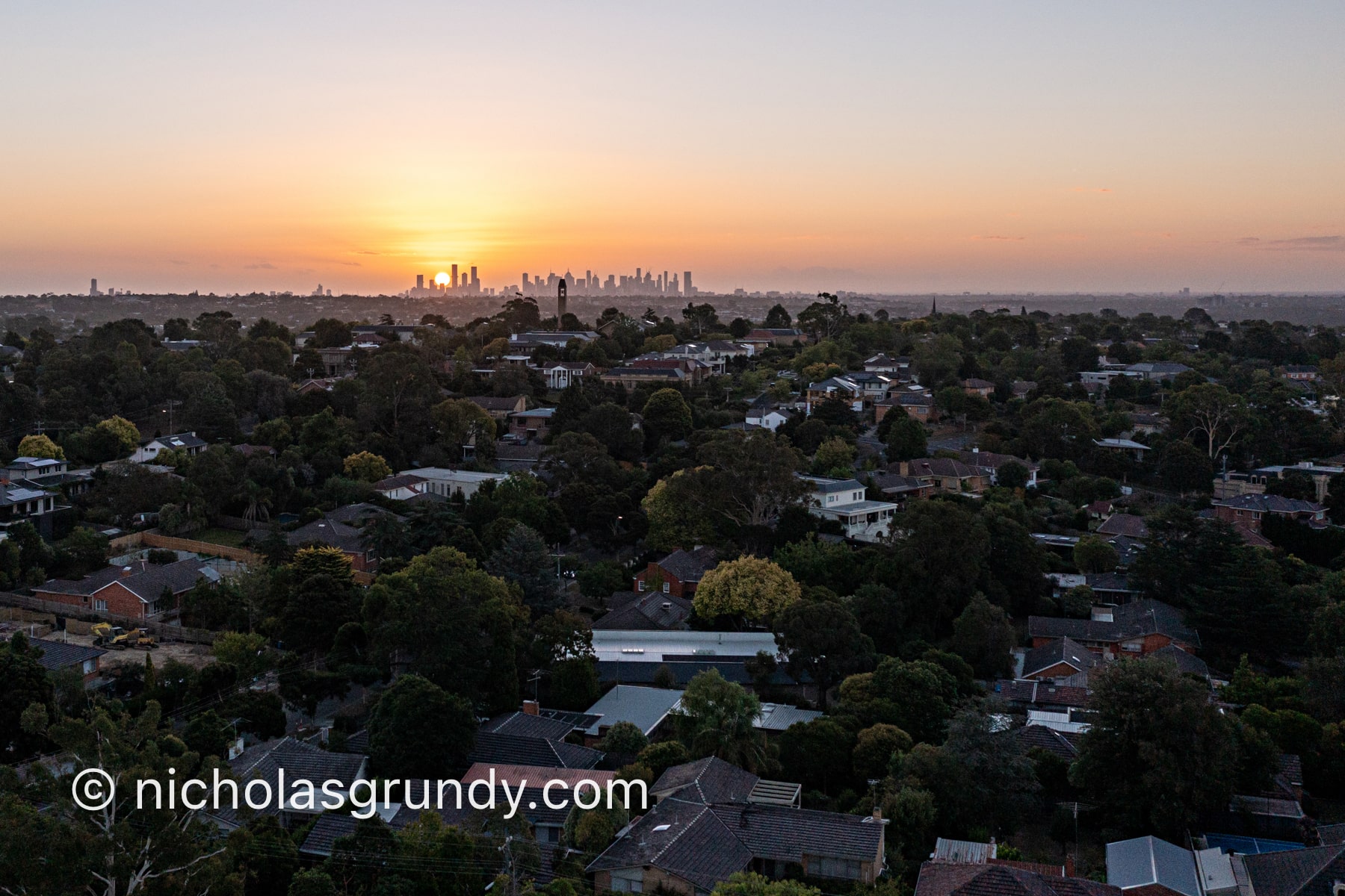 Melbourne Sunset Drone Photo