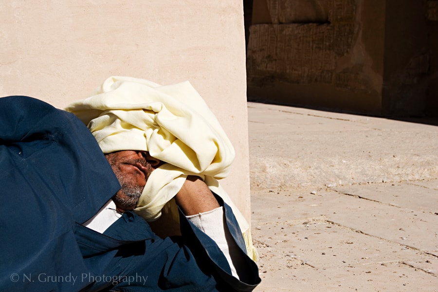 Sleeping Temple Guard, Medinat Habu, Egypt